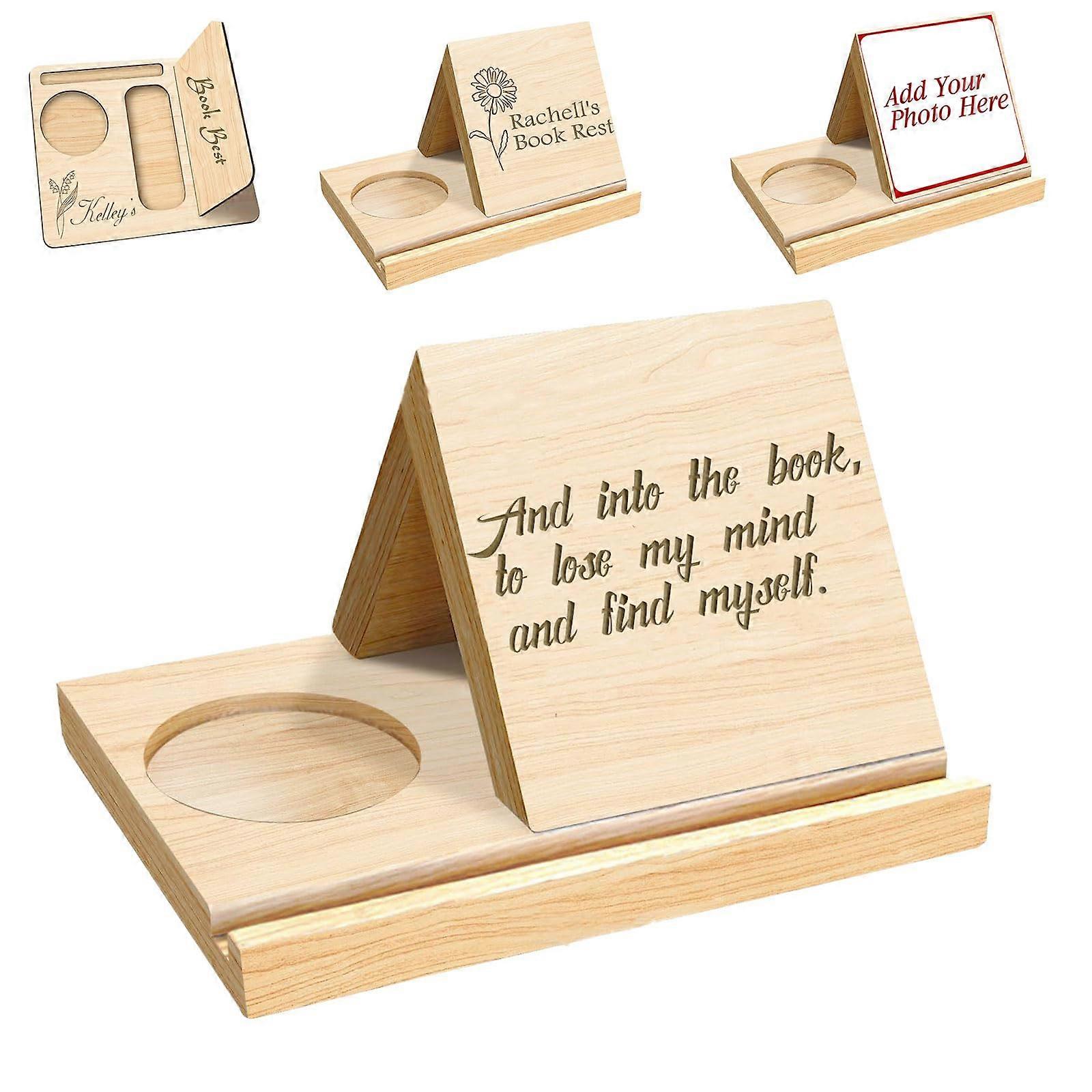 Book Stand Holder, Triangle Wooden Book Rest with Mug Rest