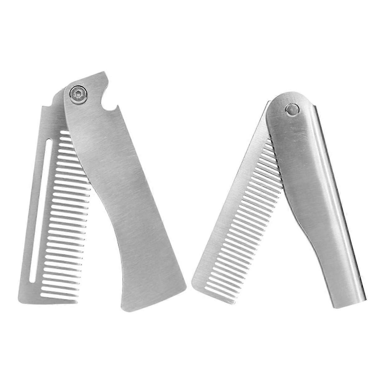 Portable Retractable Stainless Steel Beard and Mustache Comb Set – Travel-Friendly, Compact Hair Styling Tools for Men, Durable Design