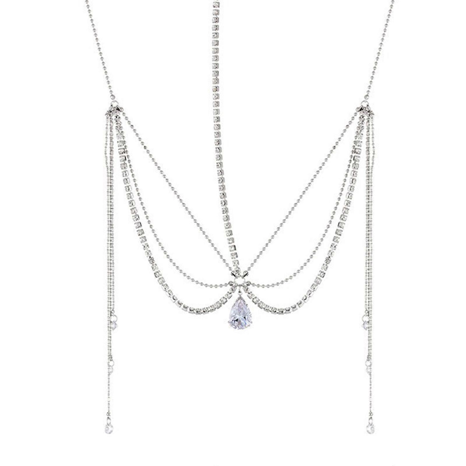 Women Dainty Bohemian Rhinestones Head Chain Hair Accessories for Bridal Girls Silver Bridal Headband Forehead Chain