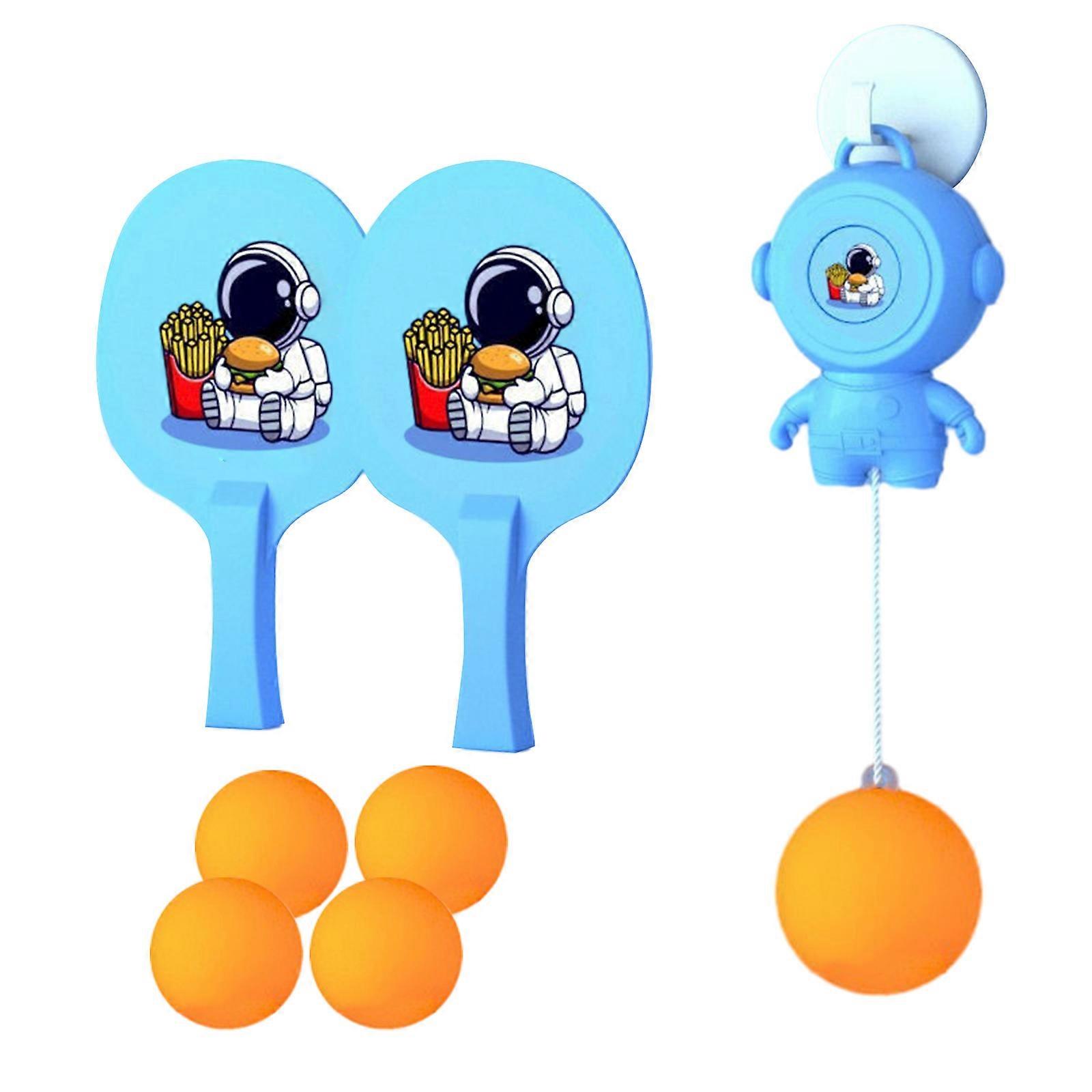 Adjustable Hanging Table Tennis Trainer Cute Table Tennis Trainer with Racket and Ball Portable Table Tennis Exerciser Astronaut Burger