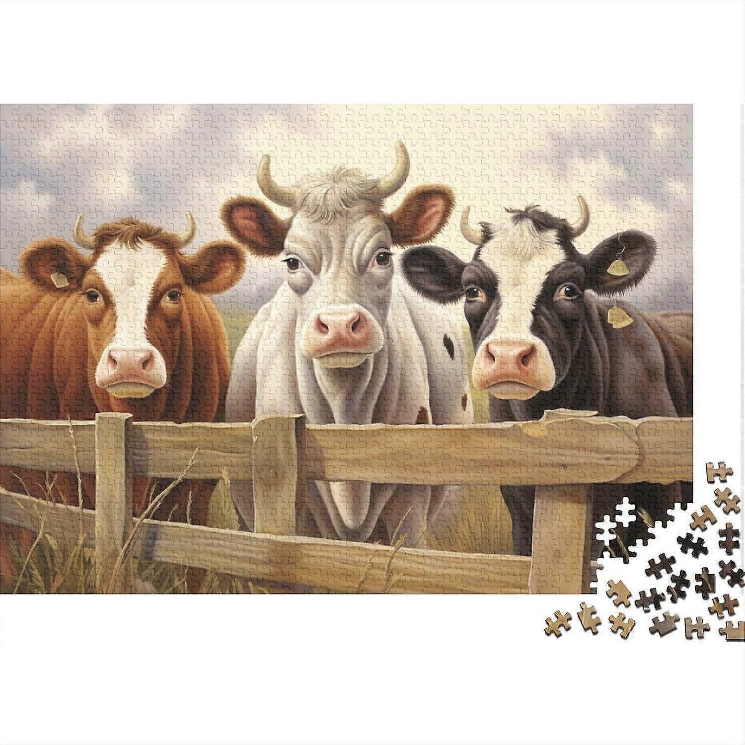 حليب البقر بانوراما الألغاز 1000 قطعة الكبار لعبة ممتعة لعبة فكرية لعبة تعليمية لعبة قسط & دائم نمط 96