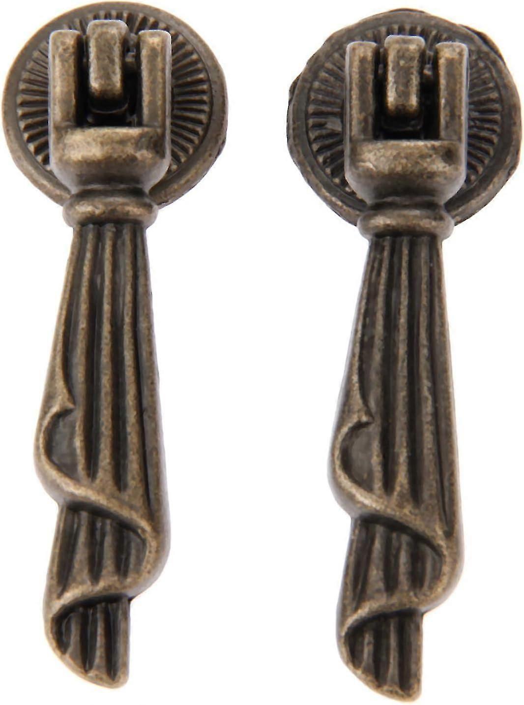 2Pcs Antique Bronze Metal Decorative Single Hole Drop Handle Drawer Cabinet Pulls with Screws - 0.75"x2.36"