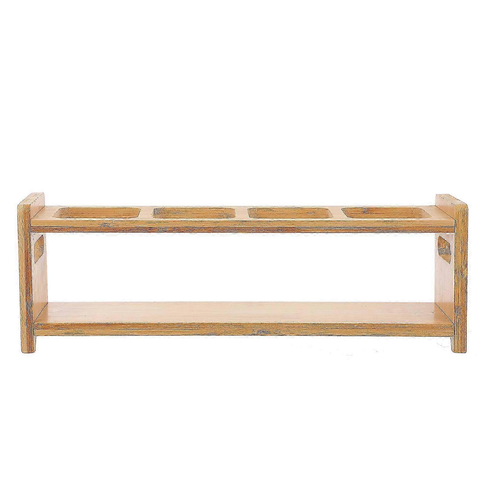 Wooden Desktop Organizer Shelf for Condiment Bottles - 32.5x10.4x8.2cm