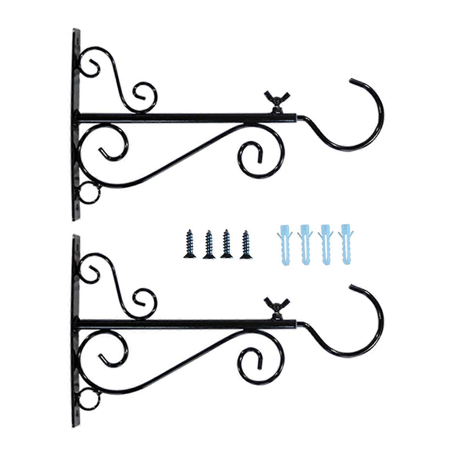 2x 10-16inch Adjustable Hanging Plant Brackets Iron for Hanging Bird Feeders