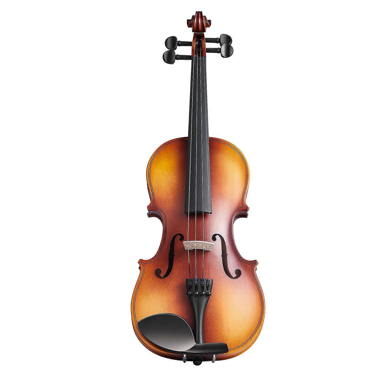 Violin 340mm Size for Adults, Violin Fiddle Set with Hard Case, Rosin, Bow, Shoulder Rest, Bridge, Tuner and Extra Strings, Brown