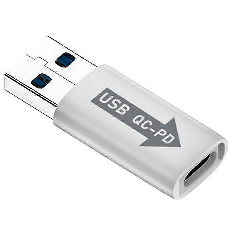 USB-A QC3.1 to Type-C PD Converter Adapter with 10Gbps Data Transfer in Silver, Compatible with Various Brands