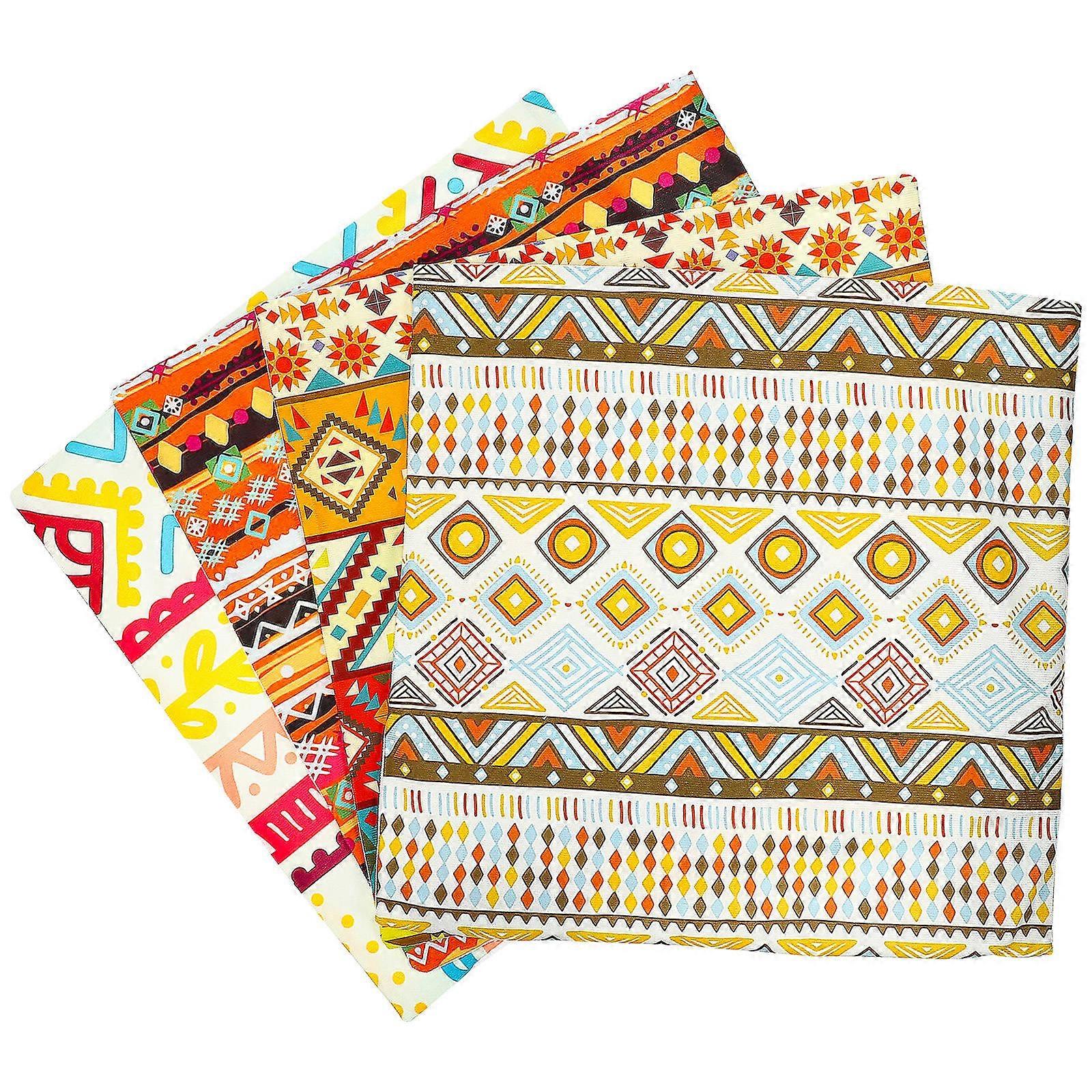  4Pcs Short Plush Cushion Covers Bohemian Ethnic Style Pillowcase for Sofa Couch Bed