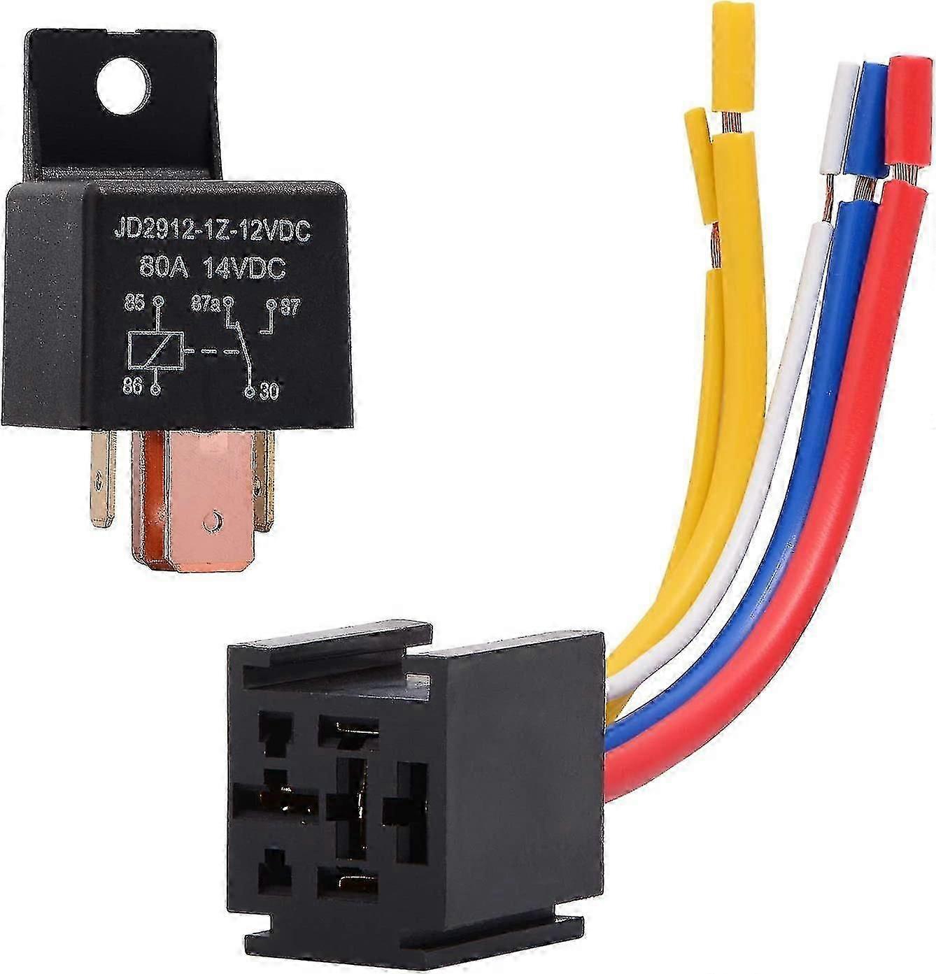 12V 80A 5-Pin Automotive Relay Heavy Duty On/Off Switch 5-Wire 1 Pack