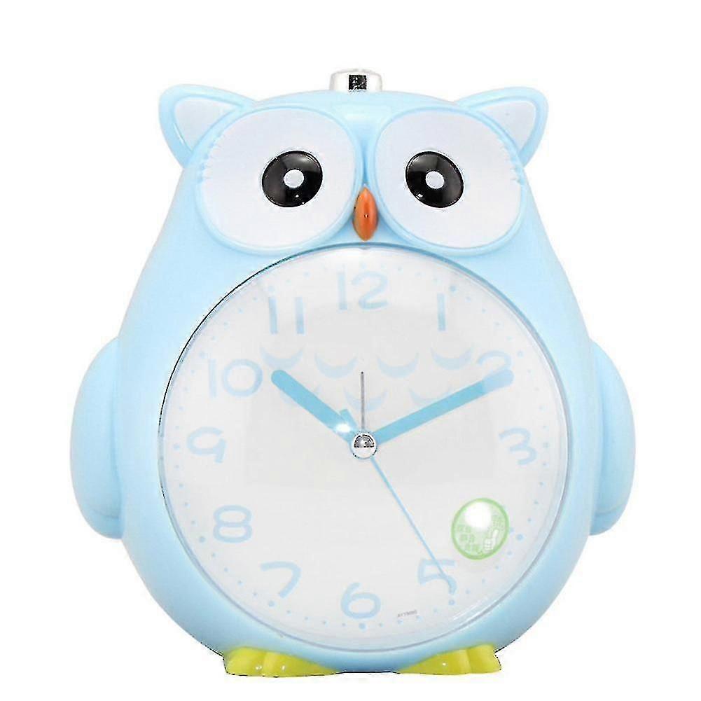 かわいいフクロウのミュートスキャンナイトライトダブルトーン学生子供用目覚まし時計-b