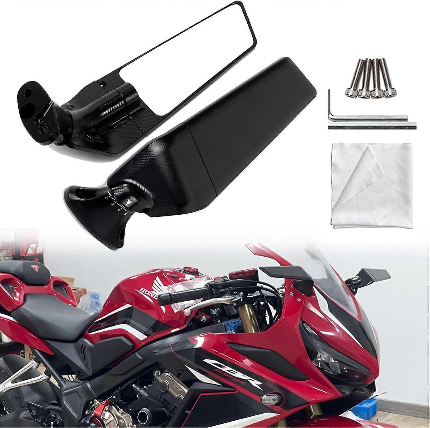 Motorcycle Rearview Mirror Wing Mirrors Adjustable Rotating Side Mirrors CNC Compatible with Honda CBR650R 500R 400R