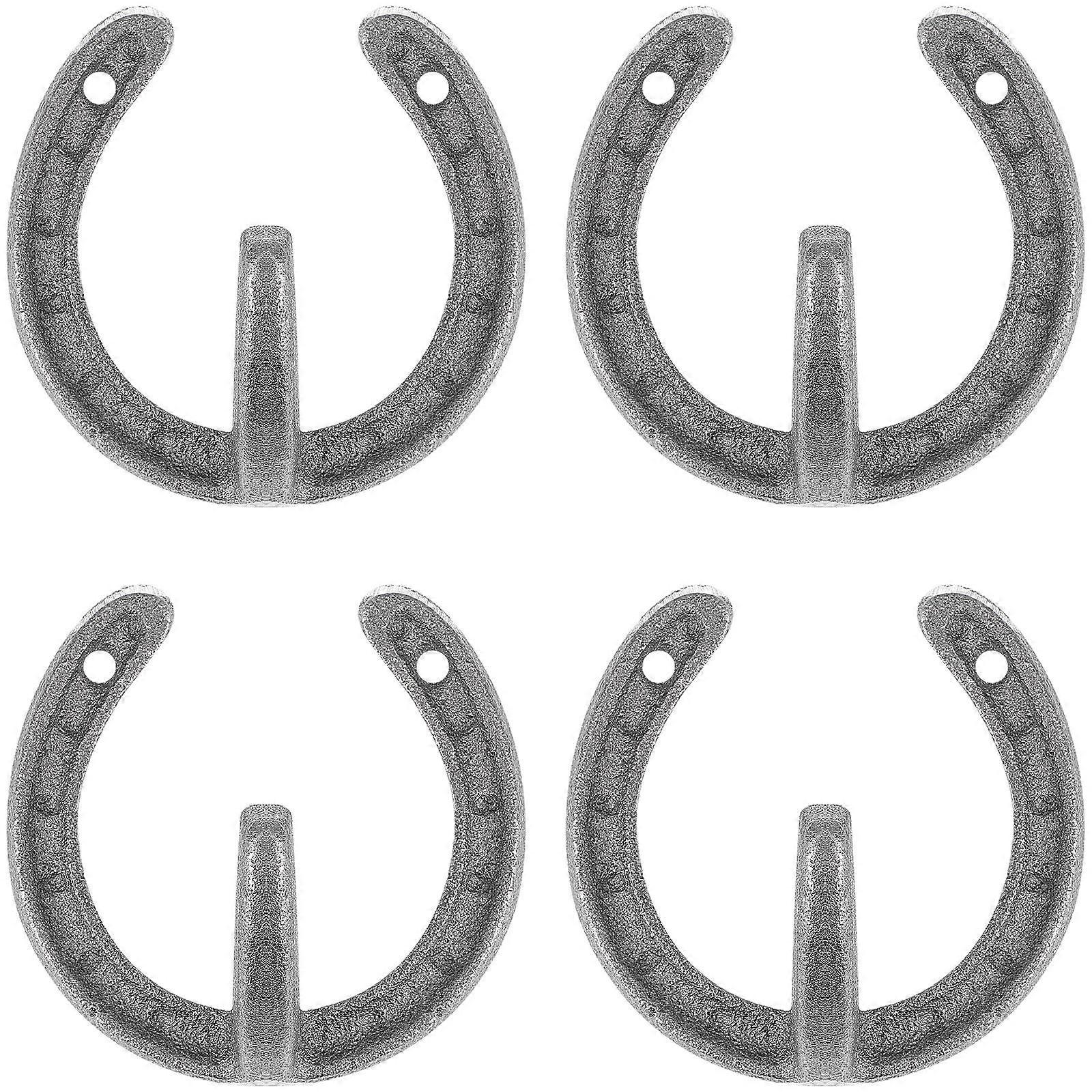 4pcs Retro Horseshoe Wall Hooks, Decorative Coat Hat Tool Organizer, Multi Use Iron Storage, Easy Install, Chic Home Decor