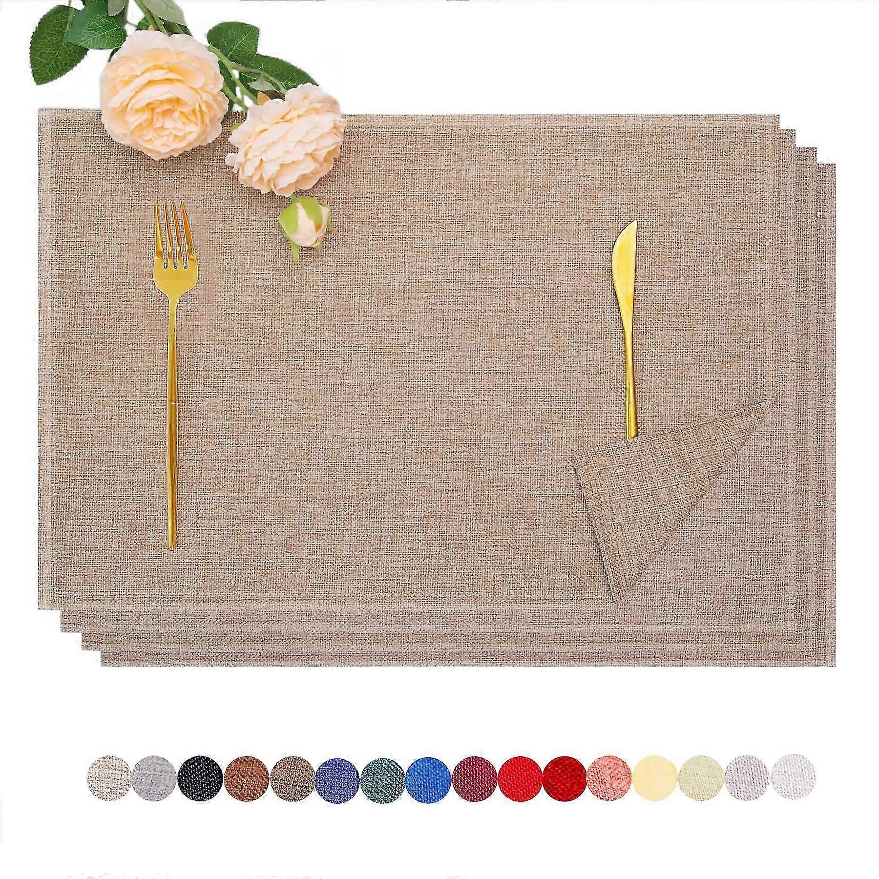 2025 4 Set Reversible Linen Placemats for Dining Table