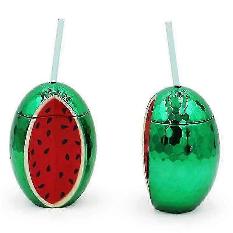 2025 2 Pcs Watermelon Disco Ball Cups With Red Straw,for Party, Removable And Reusable,at The Pool