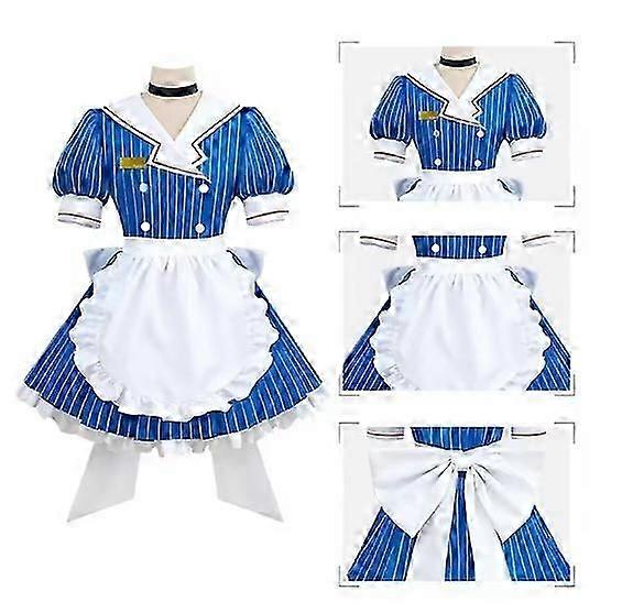 ミク コスプレ衣装 アニメ メスメライザー 制服 女性 ストライプ メイドドレス SZBS