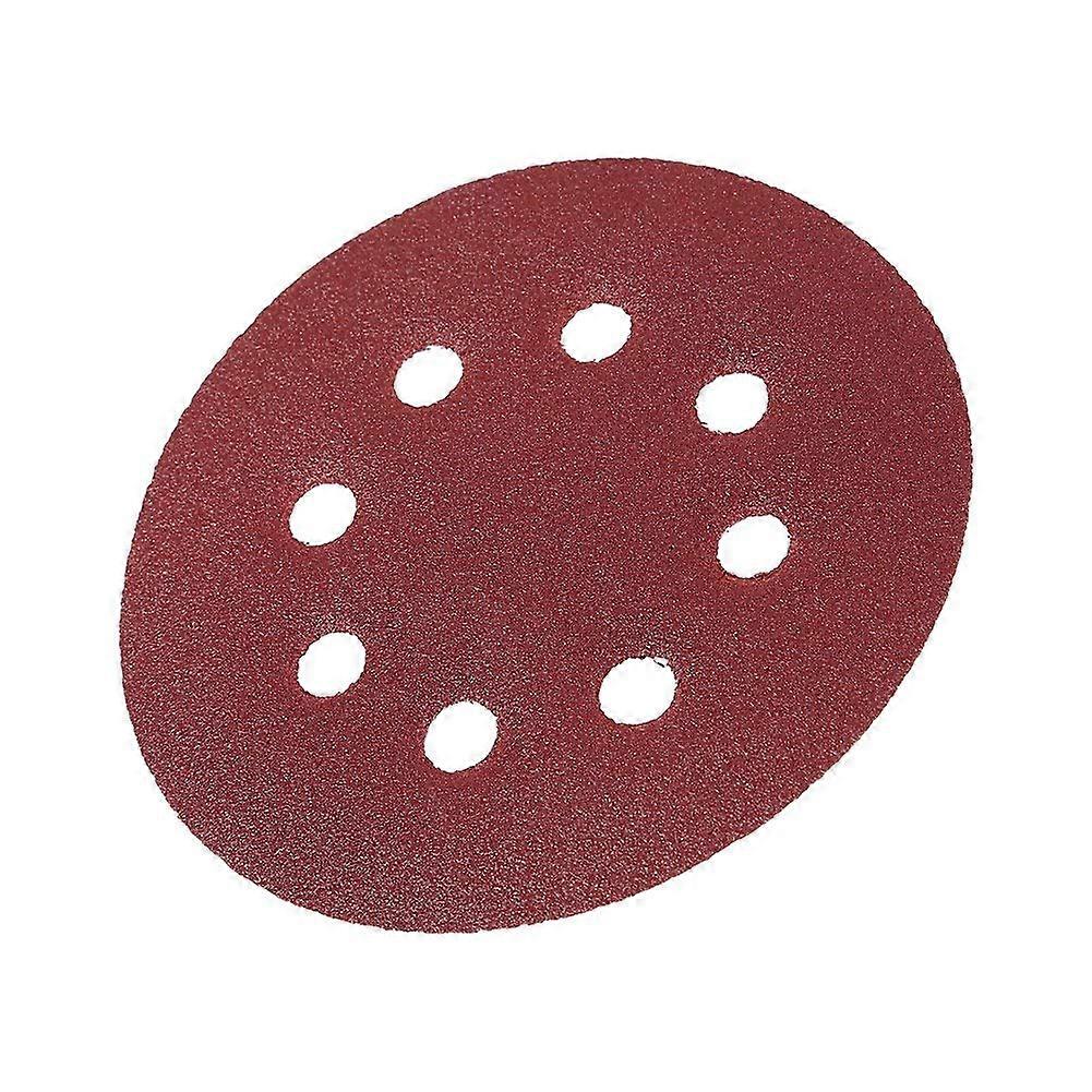 125 Mm Red Sanding Discs with 8 Holes, 120 Grit, 60 Days Durability for Polishing Pads and Buffing Applications