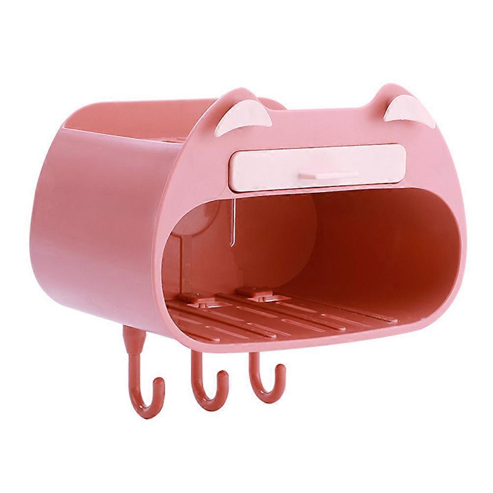 Self Draining Soap Holder Wall Mounted Bathroom Use Pink 14.3X10CM 1Pack