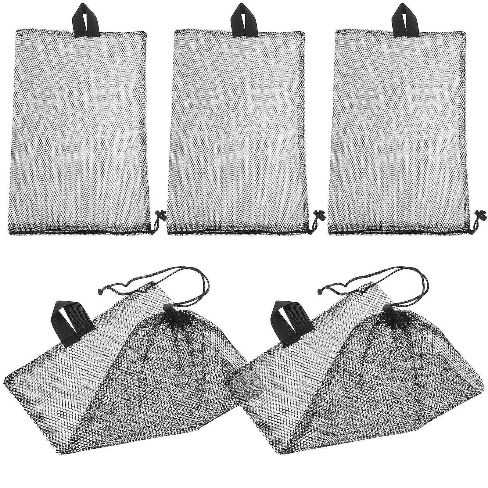 5pcs Lightweight Nylon Drawstring Mesh Bags for Clothes Storage & Travel Organization Large Capacity Pouches for Camping and Outdoor Use