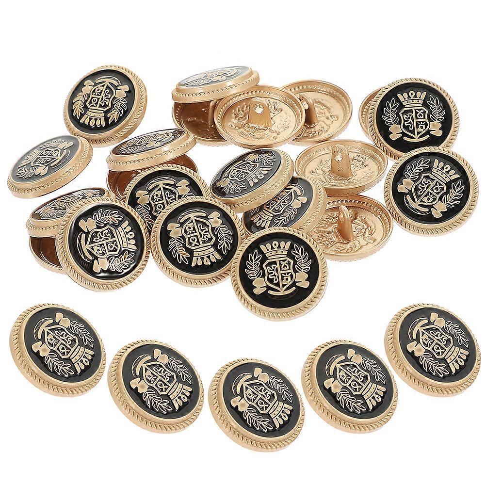 Retro Style Buttons Metal Button Supplies Golden Color Round Shape For Diy Crafts Projects 30Pcs