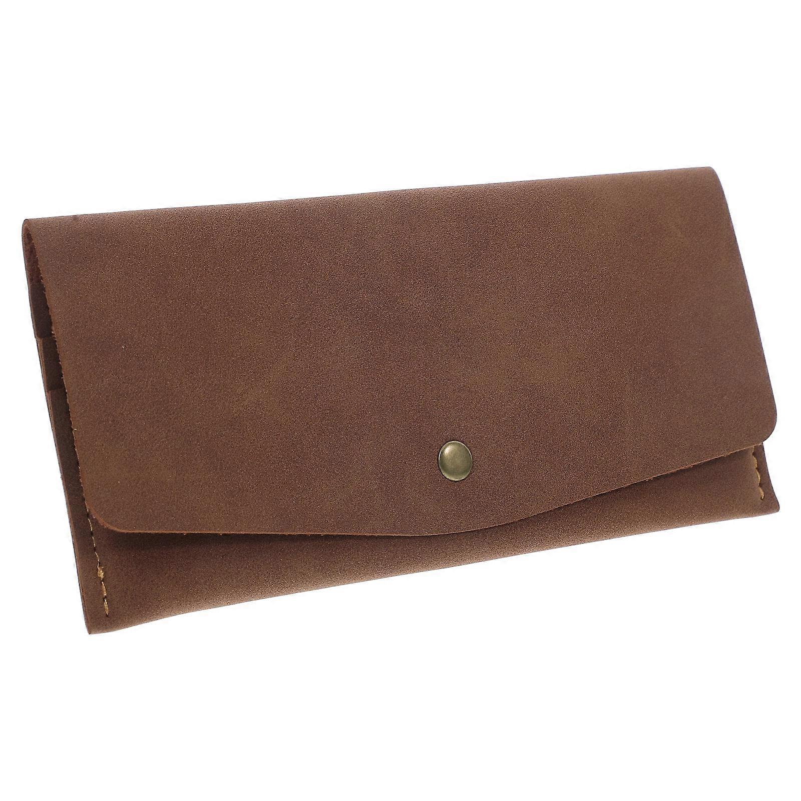 Small Wallet Cash Envelope Wallet Minimalist For Daily Use Light Brown Bi-Fold With Snap Closure 1Pcs