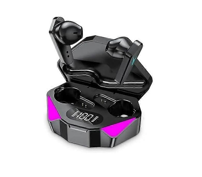 Bluetooth Gaming Earbuds x15 TWS with led lights and charging station-in ear hi-fi stereo enc noise canceling earbuds(Black)