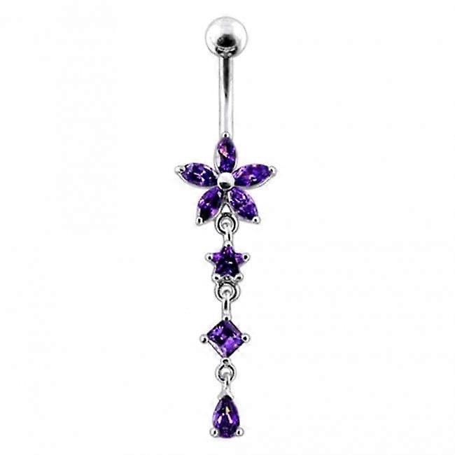 Flower And Star Dangling Belly Ring