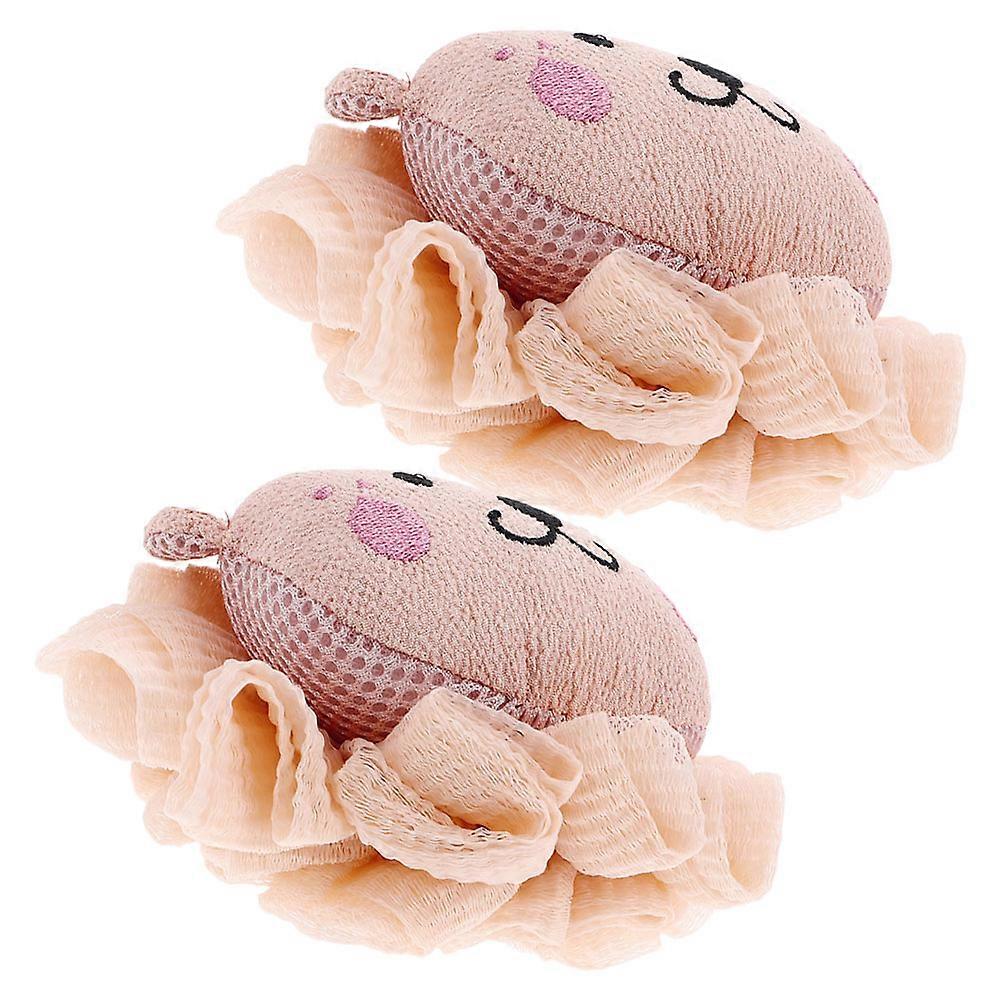Shower Scrubber Cute Body Loofah Sponge Back Scrubber Shape Gentle Cleaning 2Pcs