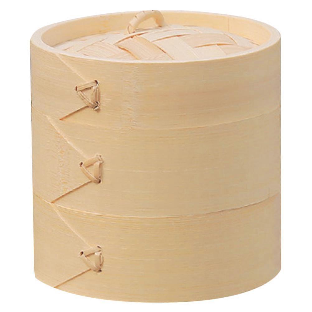 Bun Steamer Basket Natural Material Airtight Design Family Use Khaki 1 Set
