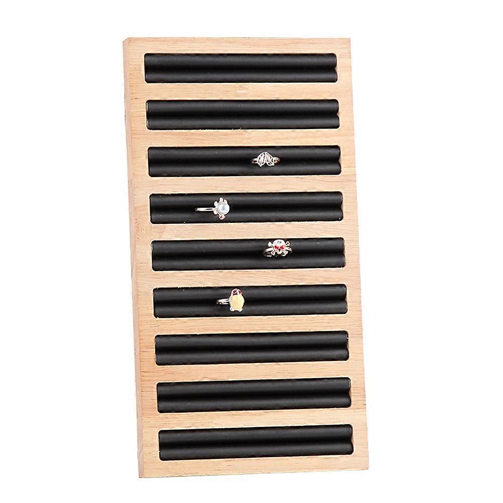 Anillos Expositor Madera de Bambú Forma Rectangular Negro 28.50X15.00X1.70CM 1Set