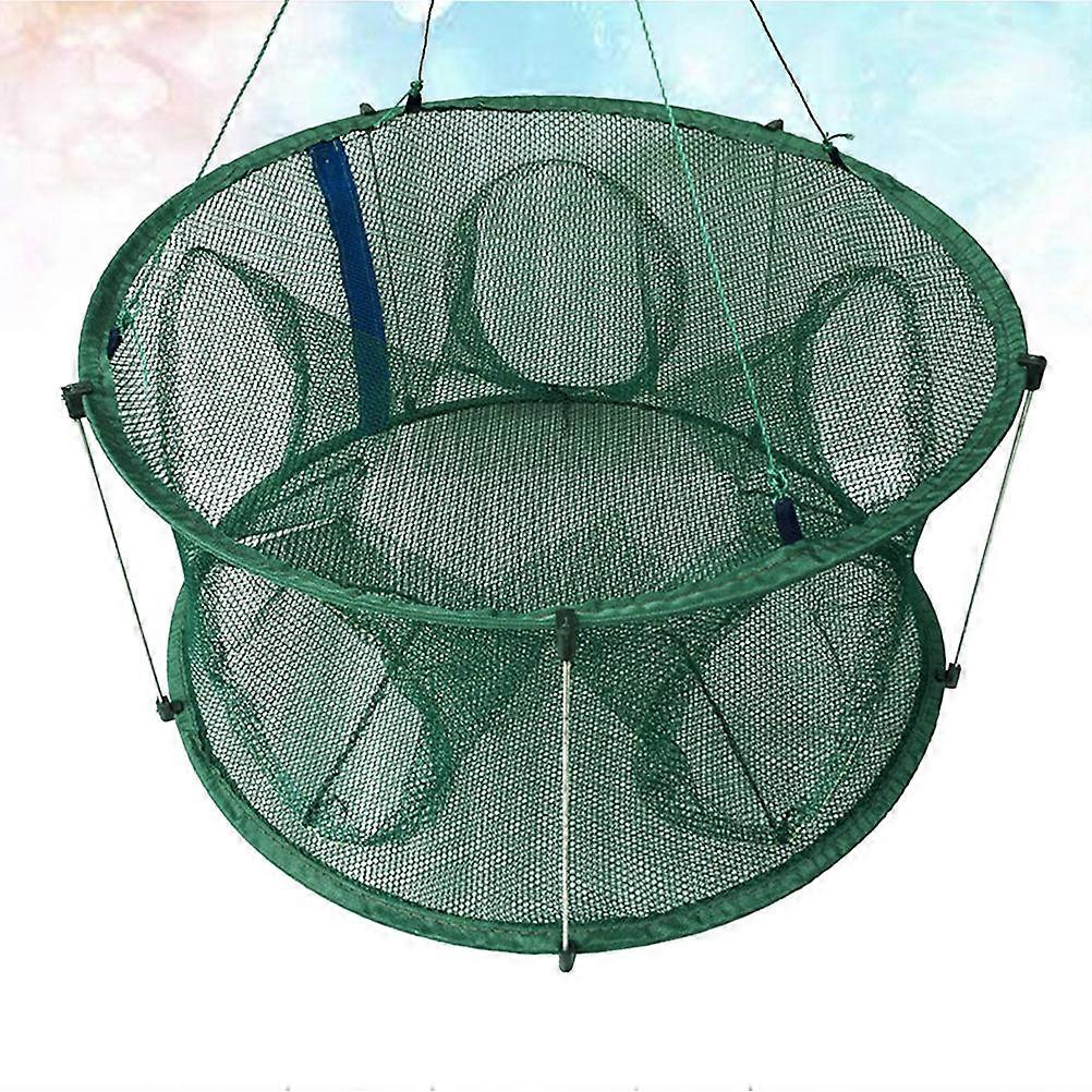 Adjustable Fishing Tool Foldable Net Cage Crab Catching Green 50CM 1Pack