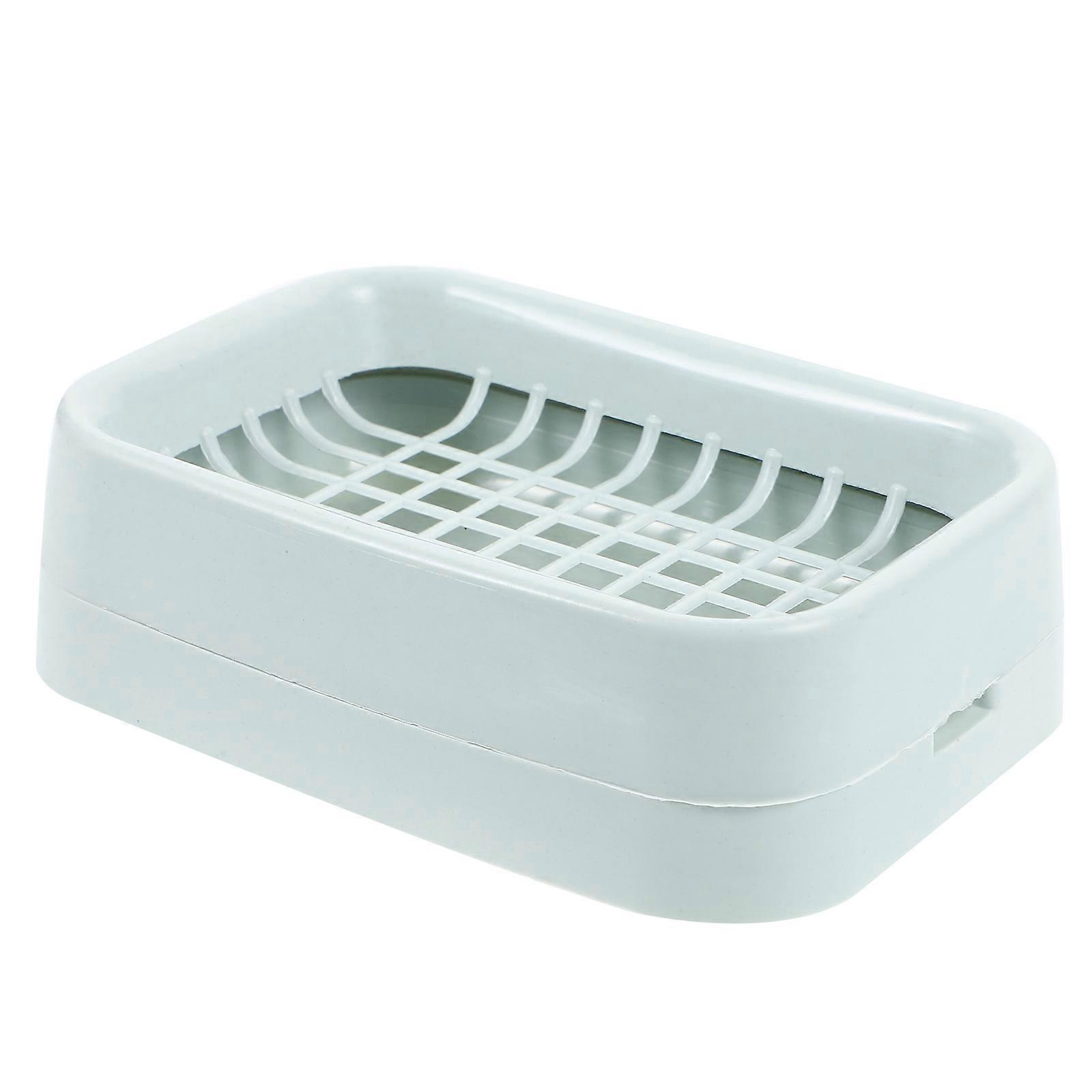 Soap Holder Self-Draining Creative Double Soap Container For Home Users 12.3 X 8.8 X 3.4cm Sky-Blue 1Pcs