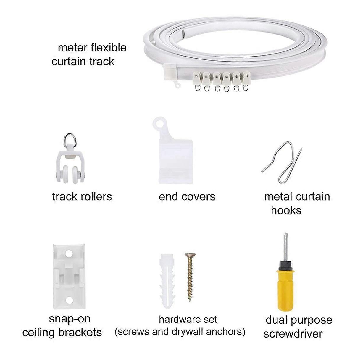 2set 5 Metre Bendable Ceiling Curtain Rail, Flexible Ceiling Curtain Rail, Curtain Rail, Accessories