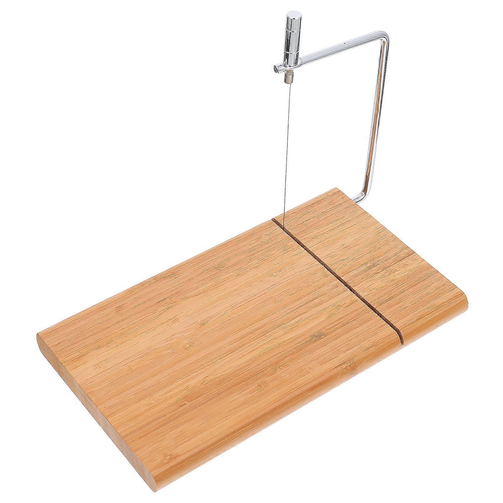 Bamboo Cheese Kitchen Gadget Portable Butter Cutting Tool Rectangular Shape Khaki Color 1Pcs