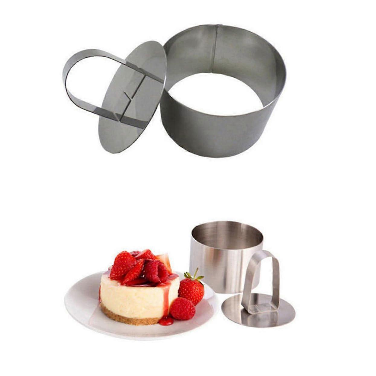 4 pieces Parted cake pan with Push Board Round cake ring baking tool for Creative cake making at home Nonstick and Easy to Clean