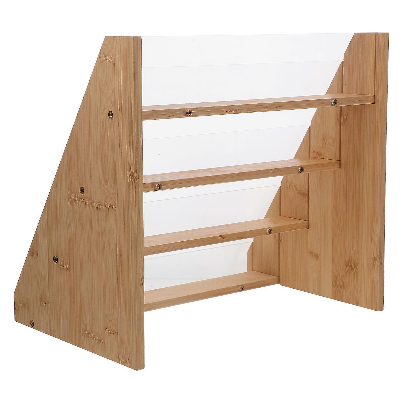 Card Display Rack Greeting Card Organizer Bamboo Acrylic Multilayer Design For Postcards Photos 1Pcs