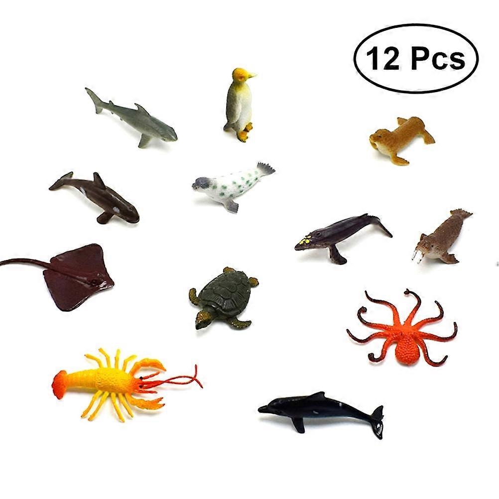 Mini Sea Animals Figures PVC Material Ocean Animal Toys Imagination Development For Preschool Kids 12Pcs