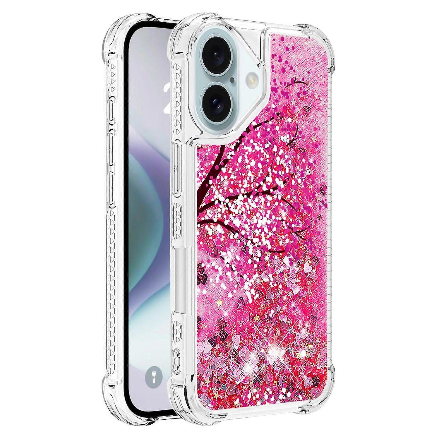 For iPhone 16 TPU Case with Quicksand and Pattern Printed