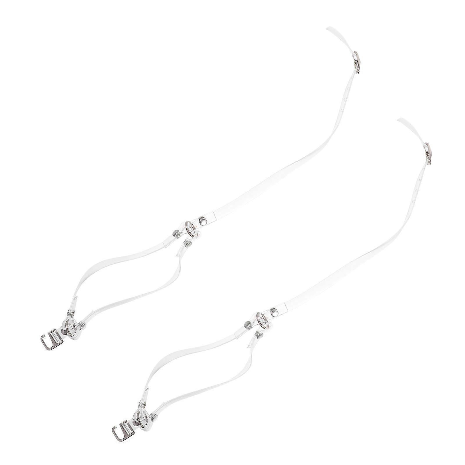 White Adjustable PU High Heel Straps with Metal Buckle for Elegant Shoe Decor 2 Pairs