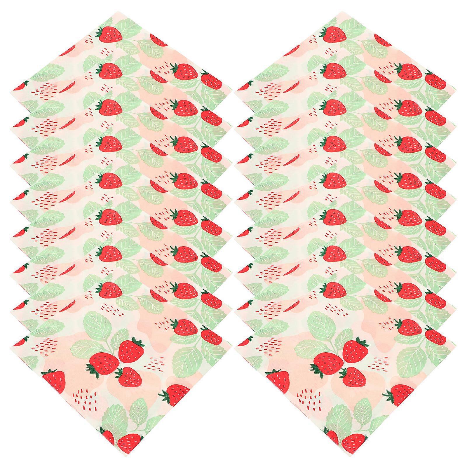 Strawberry Print Decorative Napkins for Birthday Parties   20 Sheets, Vivid Colors, Durable Pulp Material, Essential Tableware