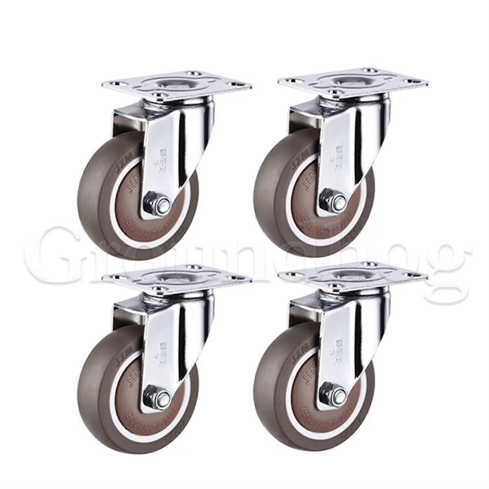 Set of 4 Rubber Castors with Brake, Silent, Lockable Wheels, Mobile Wheels (Type 2.2 Inch) 2 inch Type 2
