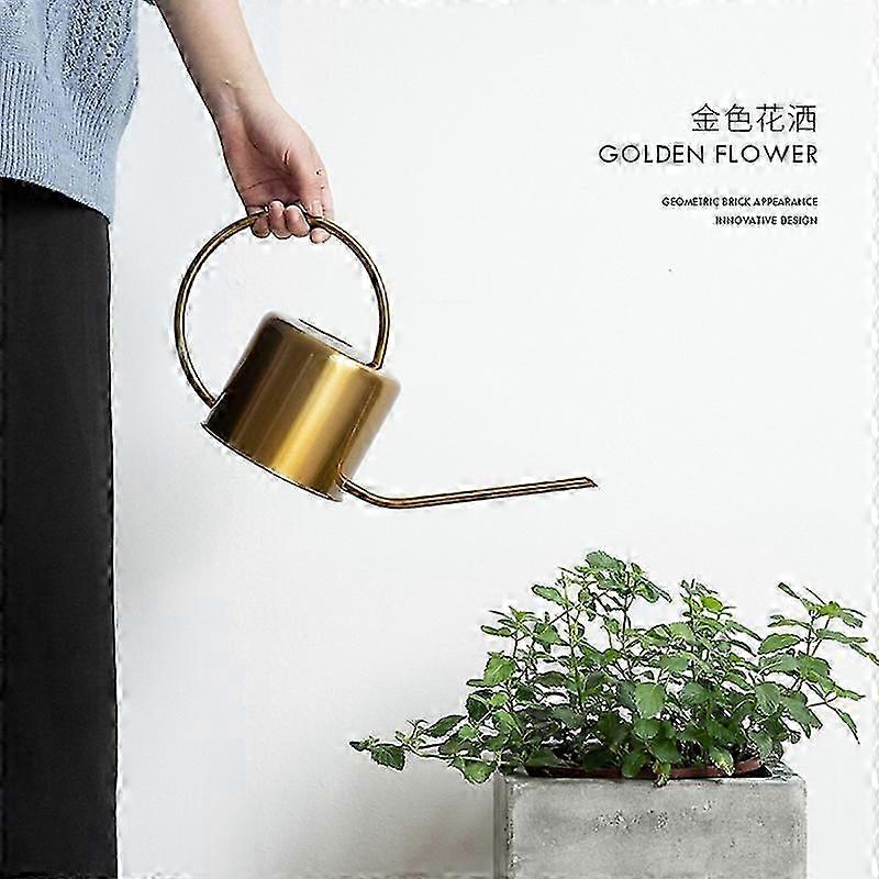 1300ml Gieter Gouden Kleur Roestvrij staalpot Lange Uitloop Home Plantpot