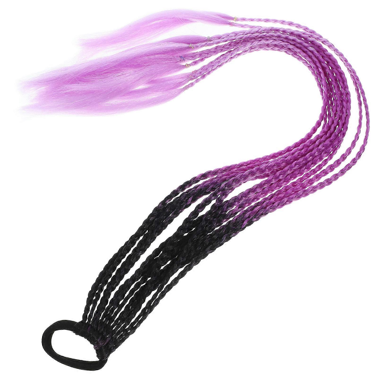 Gradient Color Ponytail Extension Braid for Women – Synthetic High Temperature Fiber Hairpiece in Black, Dark Purple, Rose – Natural Look for Daily