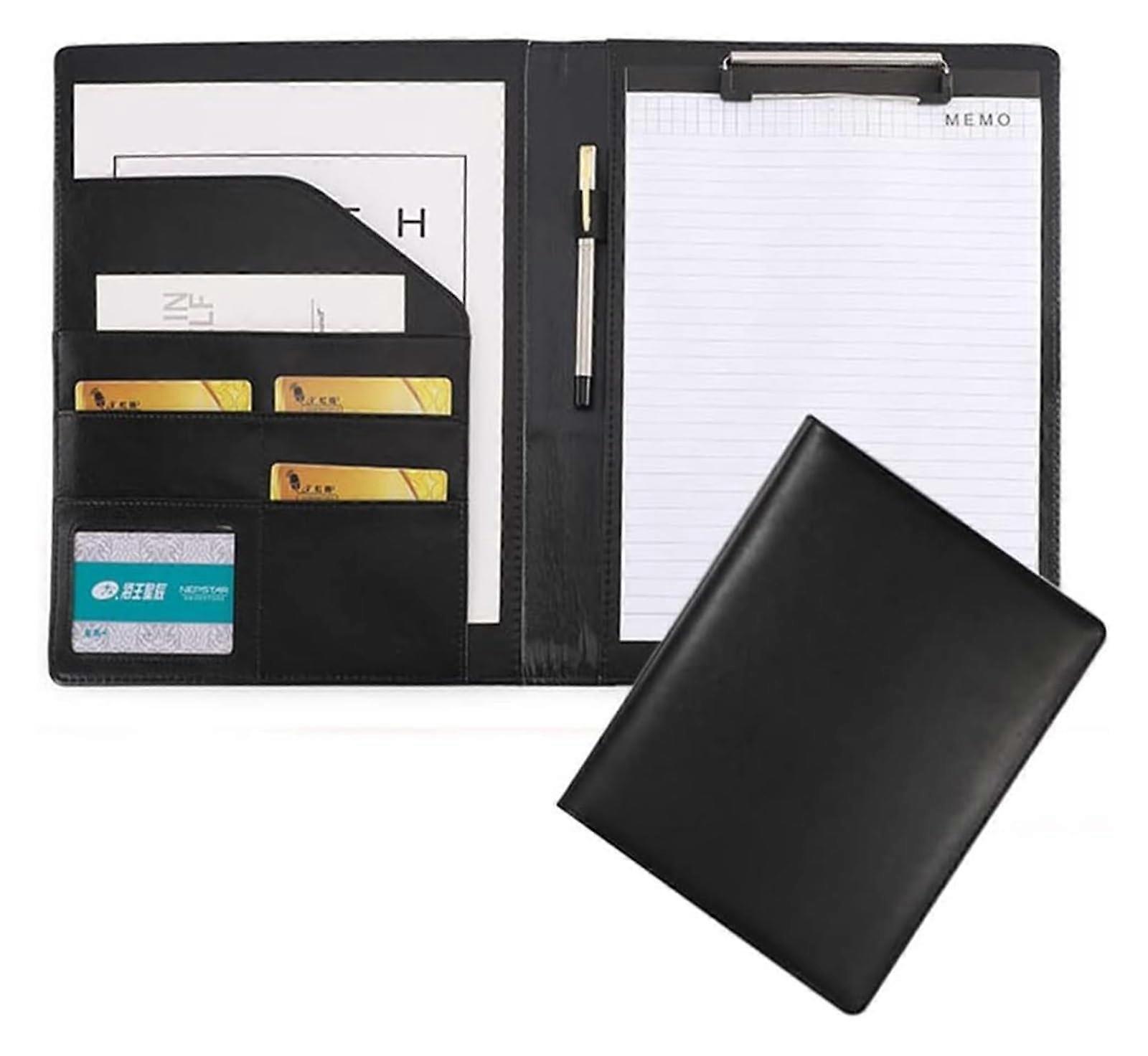 Conference portfolio folder sleeves, resume folders, writing pads for document organizers, card holders, black