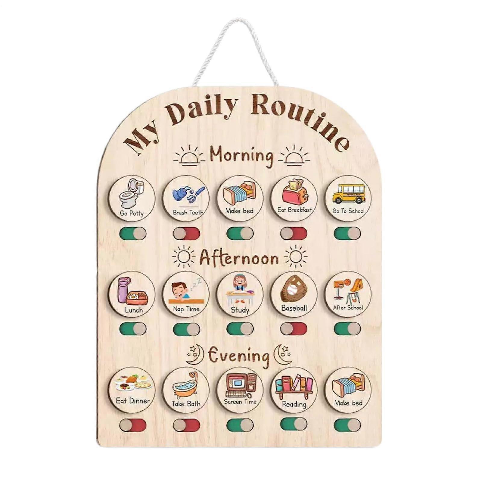 Kinder Daily Routine Chart, Morning Sleep Time Routine Charts for Toddlers
