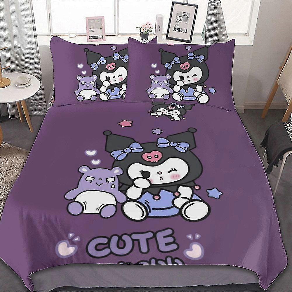 Conjunto de Roupa de Cama de Desenho Animado Fofo com Impressão 3D, Decoração de Quarto Leve para Crianças, 1 Capa de Edredom e 2 Fronhas, 86x70