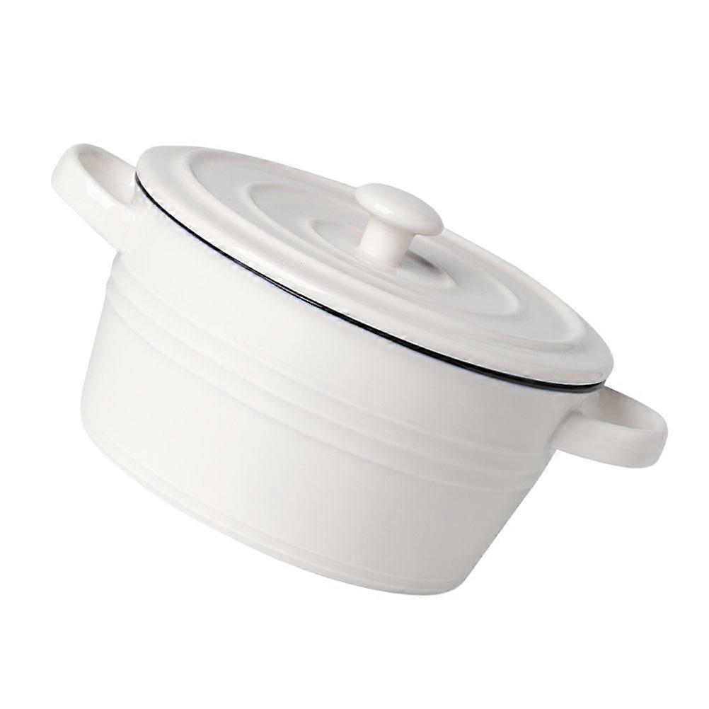 Noodle Bowl Set Ceramic Binaural Bowl Round Dual Ear Design for General Users 8.3×6.3×3.9in 1Set
