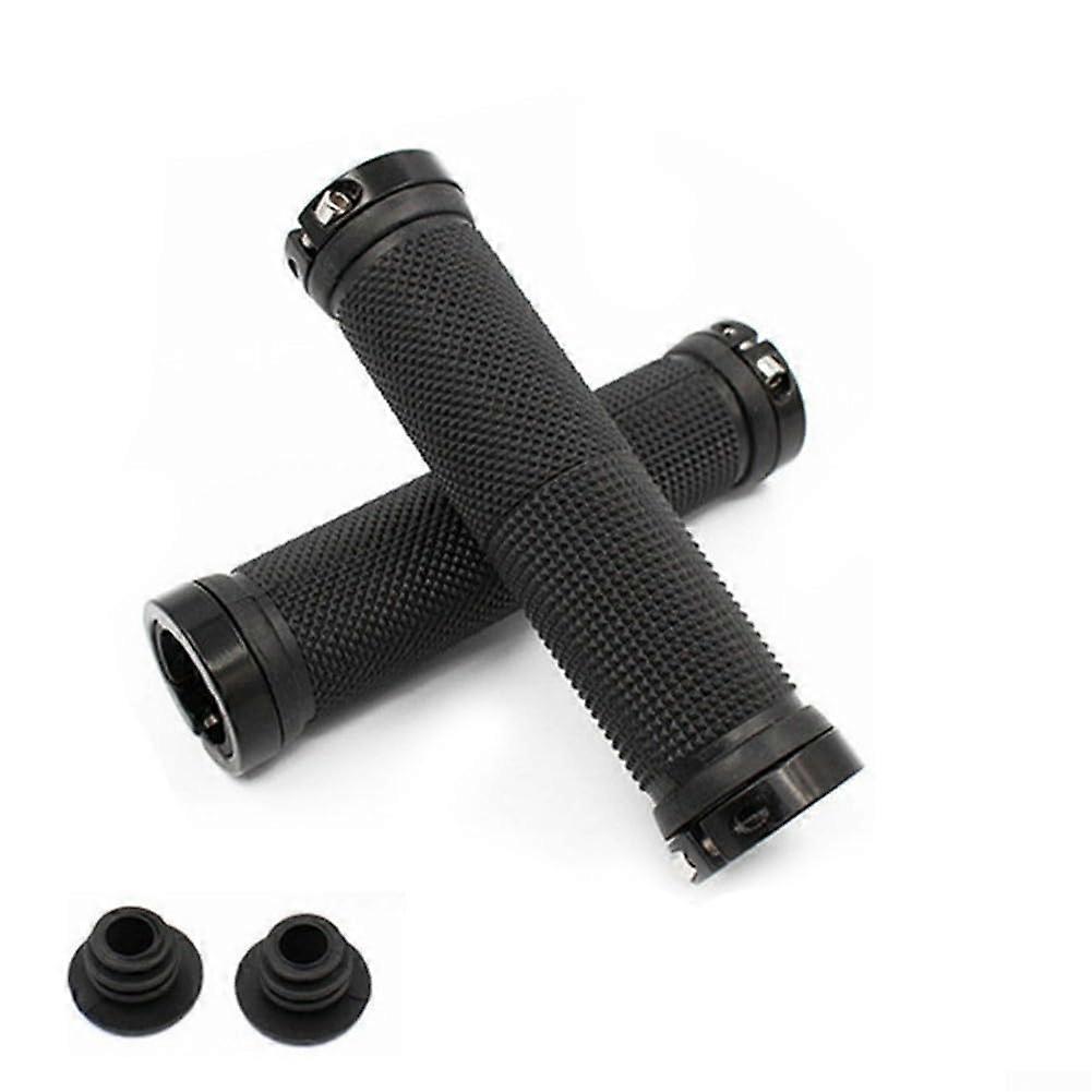 Double-Sided Locking Rubber Bicycle Grips Essential Upgrade for Mountain Bikes and E-Bikes Black Color