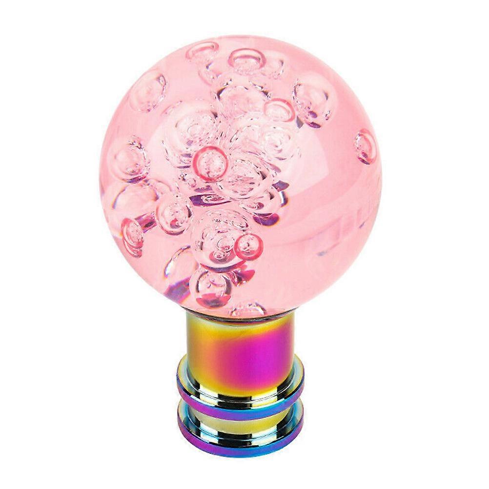 Pink Crystal Bubbles Gear Knob for Car Use Made of Acrylic and Stainless Steel 1 Pc