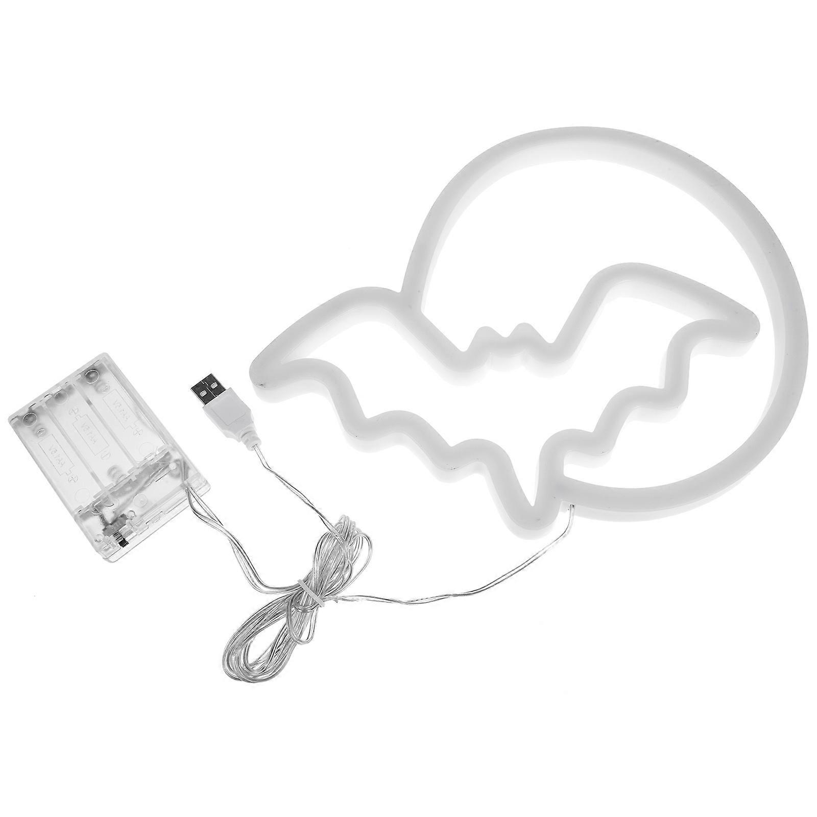 Neon Lamp Decor Bat Shape Plastic Material Wall Mountable for Pub 1Pack