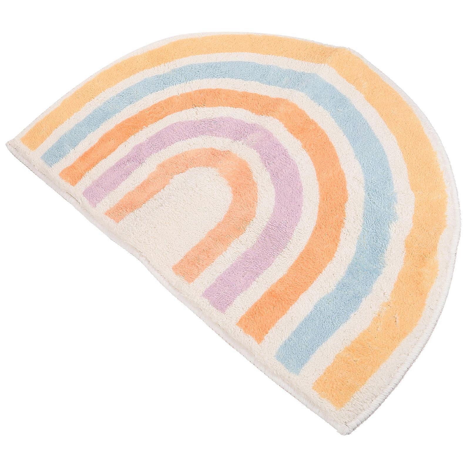 Washable Door Mats Indoor Polyester Mat Non-Slip Multi-Colored 60x40cm Semi-Circle Shape 1Pack