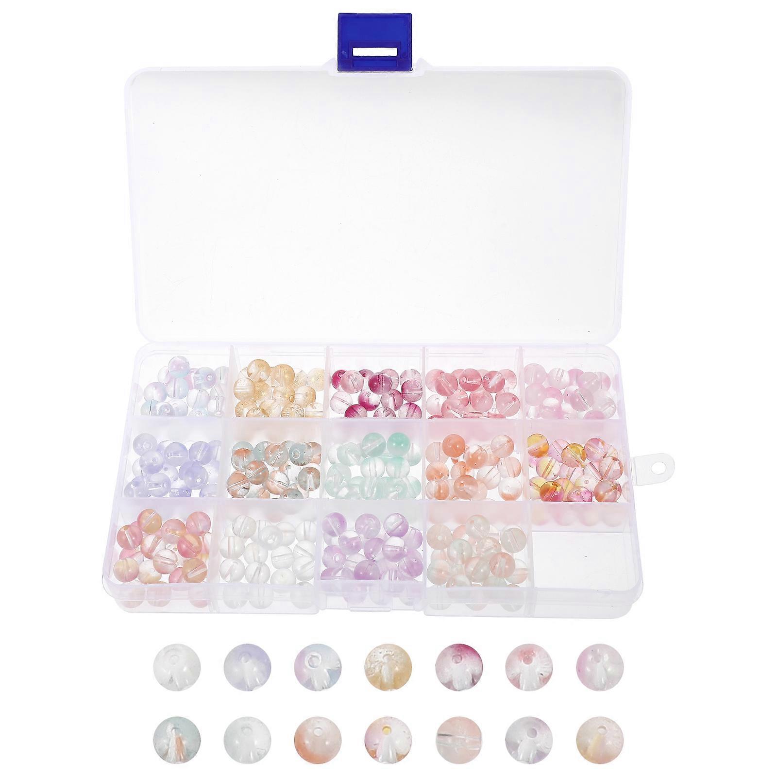 Crafting Loose Beads Glass Beads Bracelet Making Transparent Gradient Decorative Shapes 300Pcs/Box